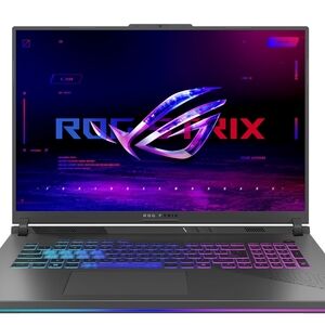 ASUS ROG Strix Laptop in Gray with RGB Blue-Purple Lighting